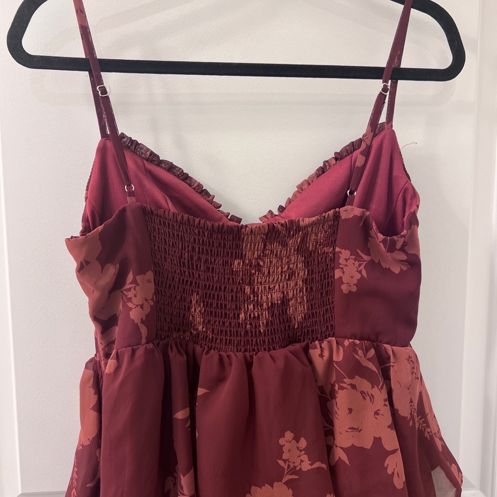 Birdy Grey Burgundy Floral Tiered Maxi Dress - Picture 4 of 5